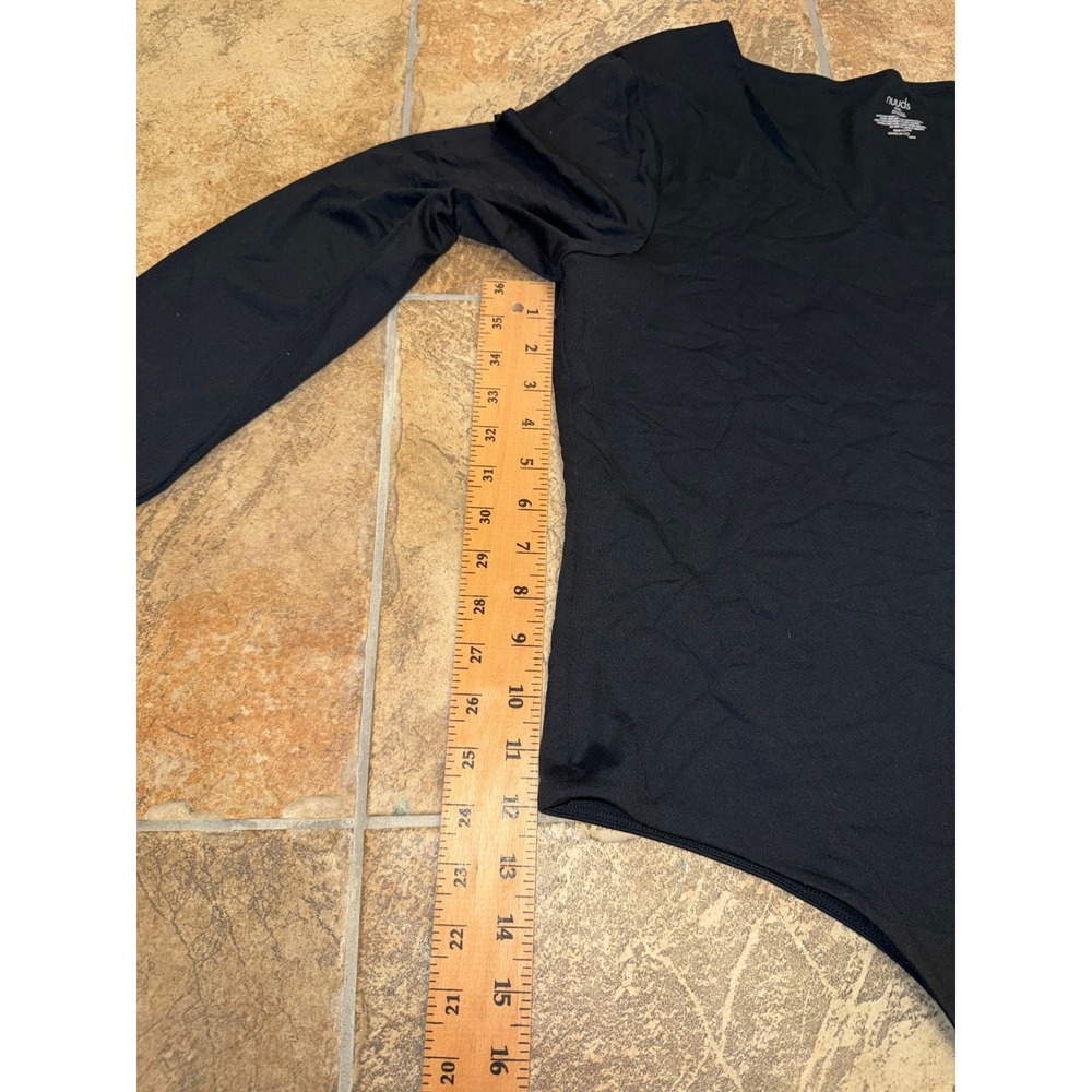 Nuuds Black Long Sleeve Scoop Neck Bodysuit XXL Thong Snap Closure